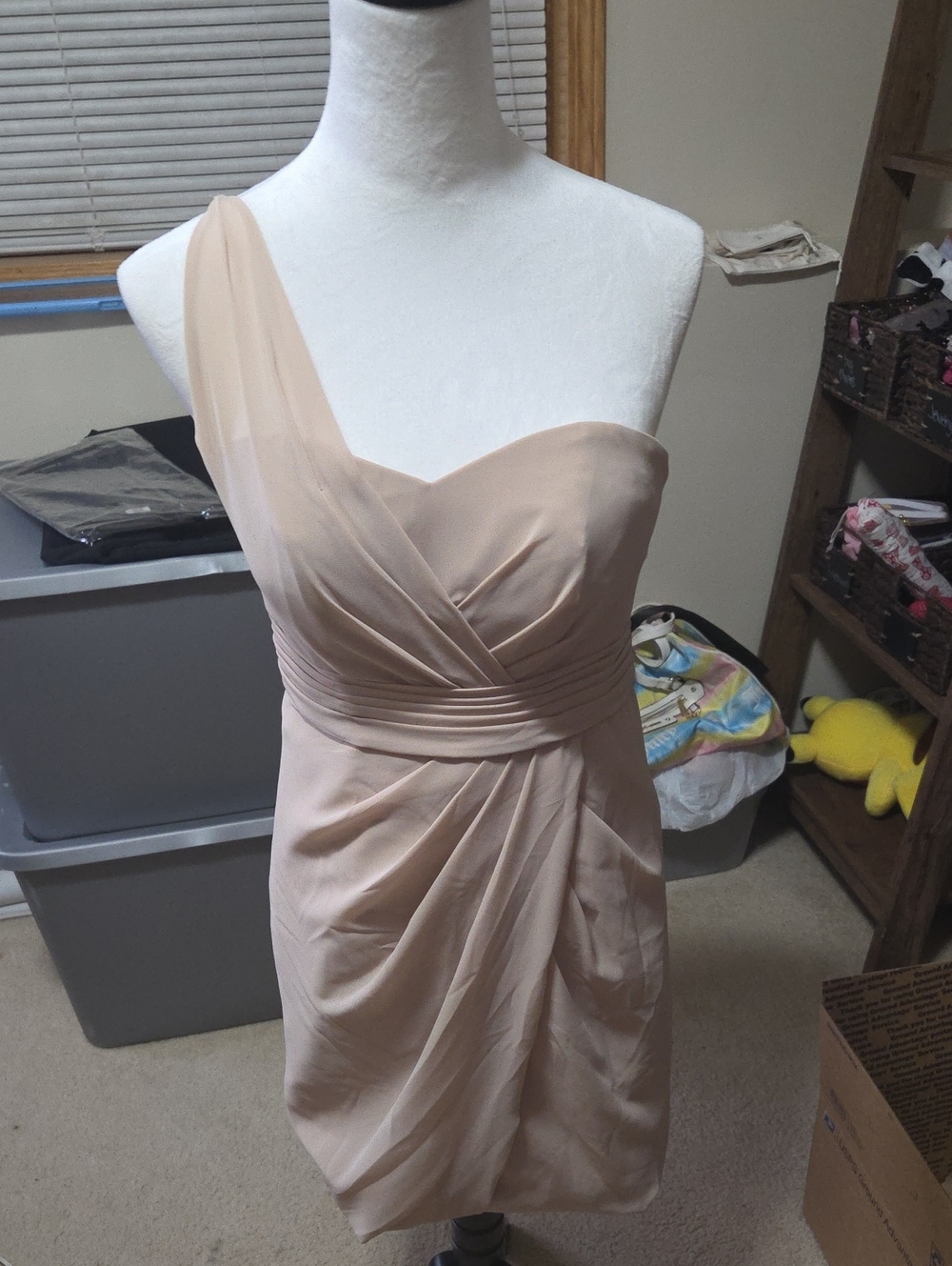 SORELLA VITA One-Shoulder Nude Blush Cocktail Dress
